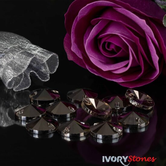 Diamond Collection Jet Hematite Round Sewing Crystals
