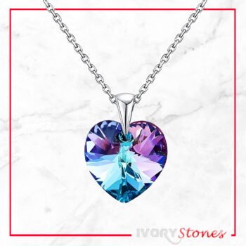 IvoryStone Heart Blue AB Crystal Necklace