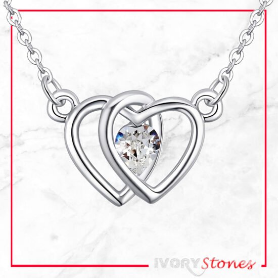 IvoryStone 2Heart Crystal Clear Necklace.