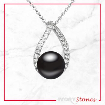 IvoryStone Black Crystal Pearl Necklace.
