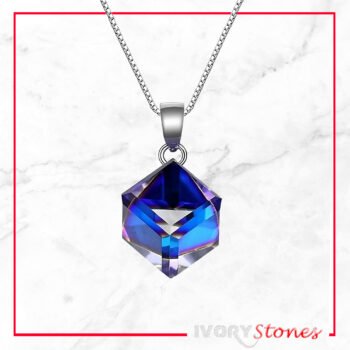 IvoryStone Qube Crystal Blue Necklace.