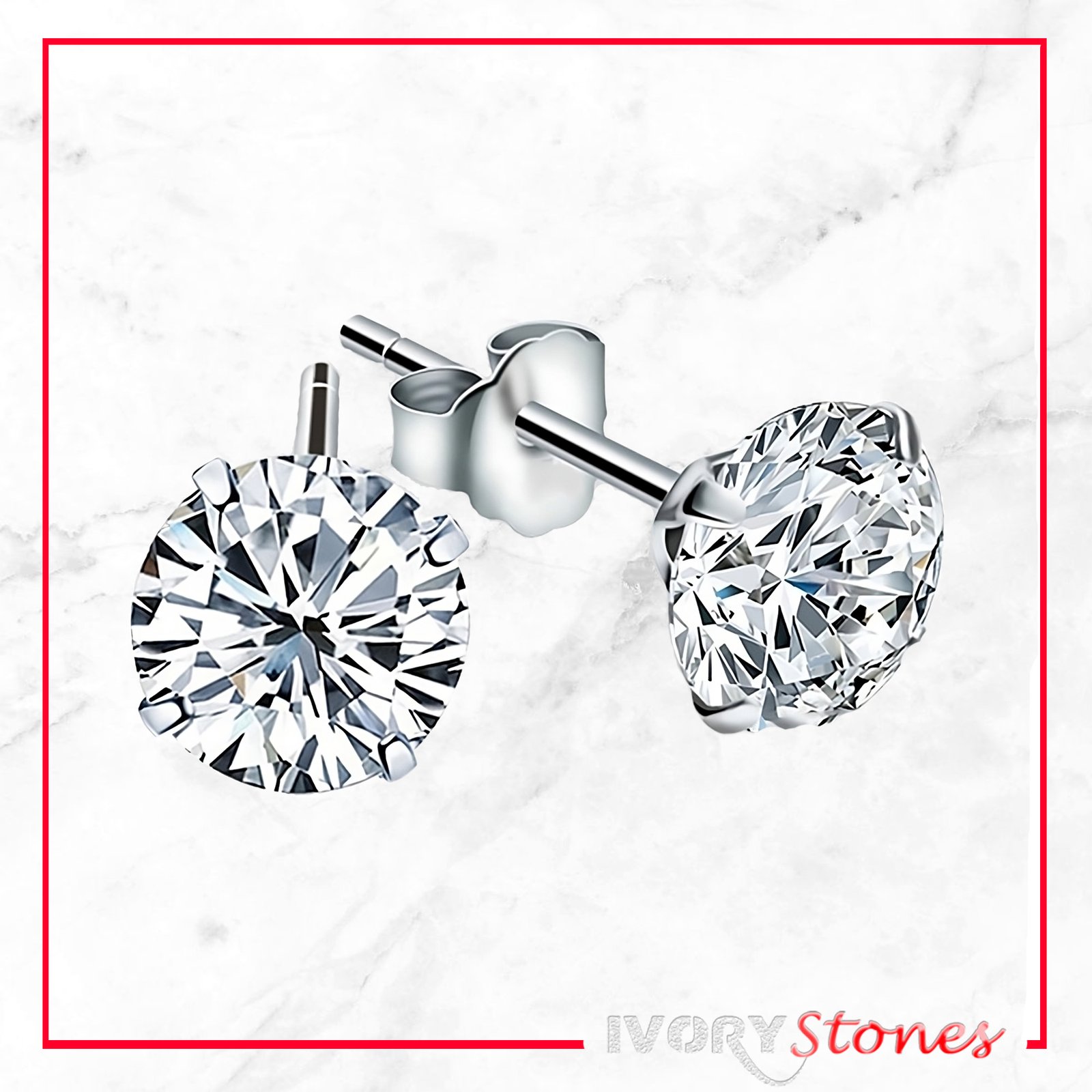 IvoryStone Round Crystal Clear Earrings. •