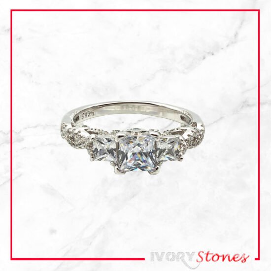 IvoryStone Crystal Clear Triple Square Ring.