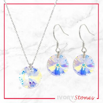 IvoryStone Round Crystal Clear Earrings. •