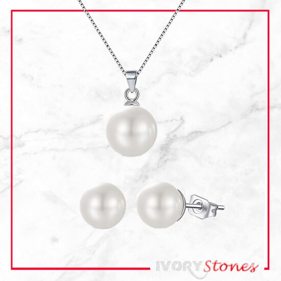 Ivorystone White Crystal Pearl Set