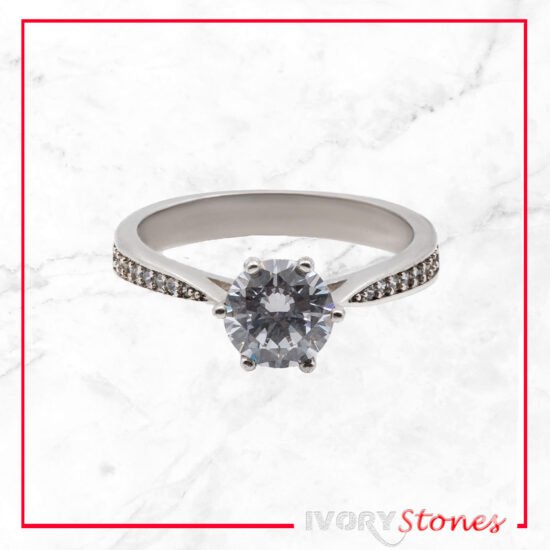 Ivorystones Clear Engagement Cut Crystal Ring.