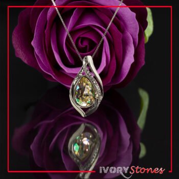 IvoryStone Crystal Tear In Craw Ab Necklace