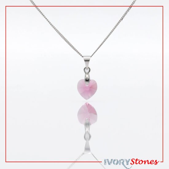 Ivorystones Small Pink Heart Crystal Necklace