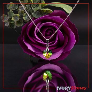 Ivorystones Small Rainbow Heart Crystal Necklace