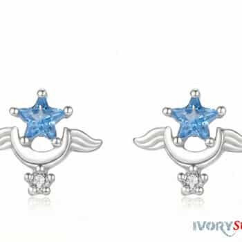 IvoryStone Blue Star Crystal Earrings.