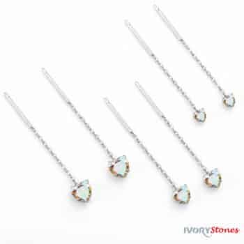 Ivorystones Chain AB Crystal Heart Earrings.