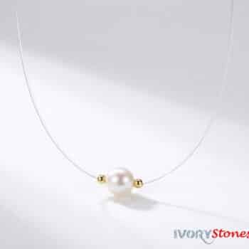 Ivorystones Pearl Gold Fishnet Necklace.