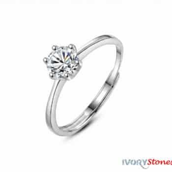 Ivorystones Adjustable Crystal Stone Ring.